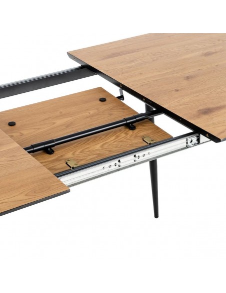 Mesa extensible 120(160) x 80 TERRA color natural y metal negro