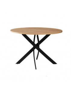 Mesa redonda Spot 100, MDF efecto roble, metal negro
