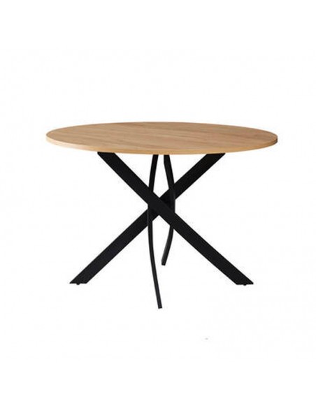 Mesa redonda Spot 100, MDF efecto roble, metal negro