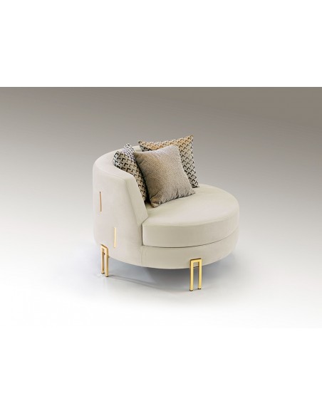 Sillón VIENA de Estilo Elegante en Terciopelo Blanco Roto y Acabado Oro
