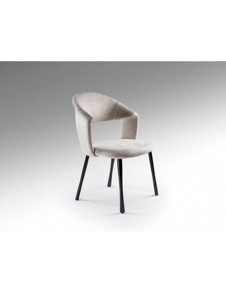 Silla WILLY de Estilo Moderno en Metal Negro y Tapizado Simil Ante