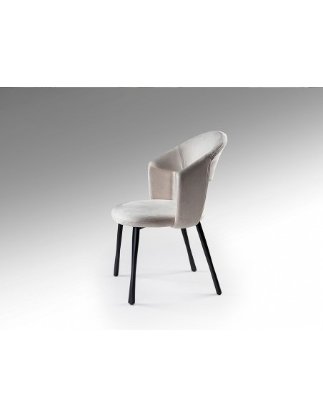 Silla WILLY de Estilo Moderno en Metal Negro y Tapizado Simil Ante