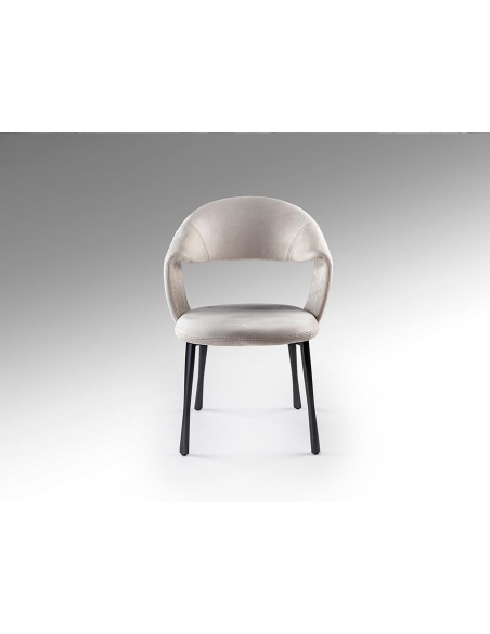 Cadeira WILLY moderna em metal preto e estofado efeito camurça