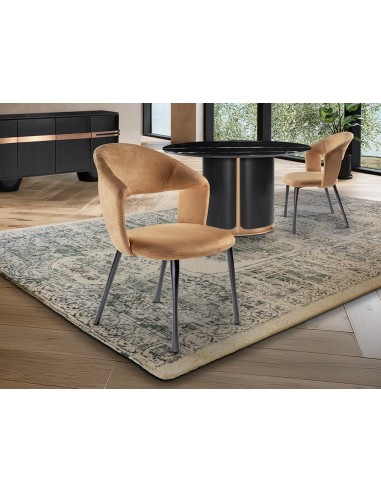 Cadeira WILLY moderna em metal preto e estofado...