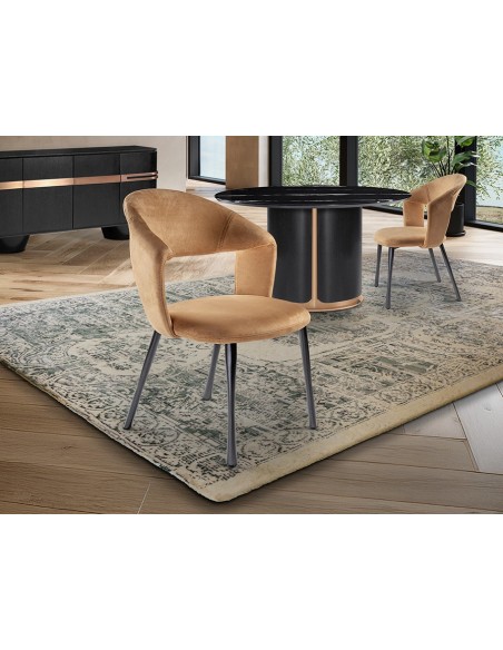 Silla WILLY de Estilo Moderno en Metal Negro y Tapizado Simil Ante