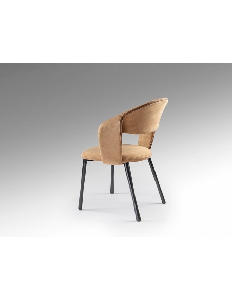 Silla WILLY de Estilo Moderno en Metal Negro y Tapizado Simil Ante