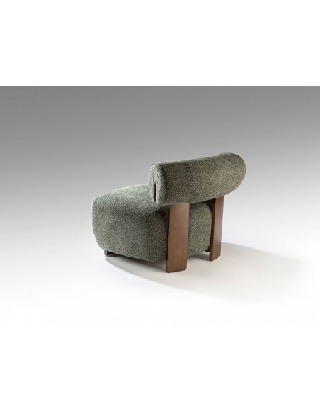 Butaca NAOMI de Estilo Moderno en Madera nogal y Tapizado Chenilla