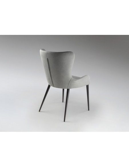 Silla de estilo moderno TELMA de Metal Negro Mate con Asiento y Respaldo Tapizado