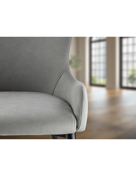 Silla de estilo moderno TELMA de Metal Negro Mate con Asiento y Respaldo Tapizado