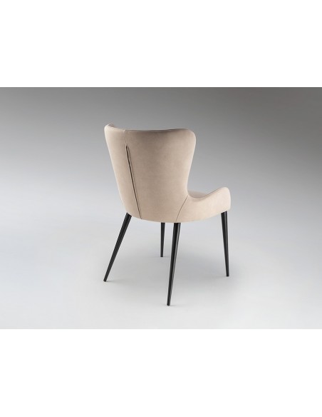 Silla de estilo moderno TELMA de Metal Negro Mate con Asiento y Respaldo Tapizado