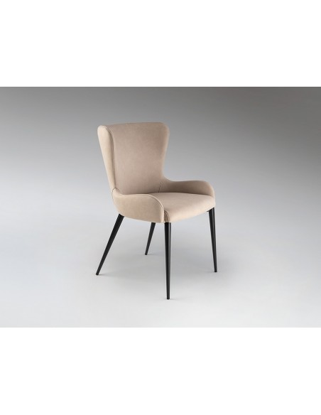 Silla de estilo moderno TELMA de Metal Negro Mate con Asiento y Respaldo Tapizado