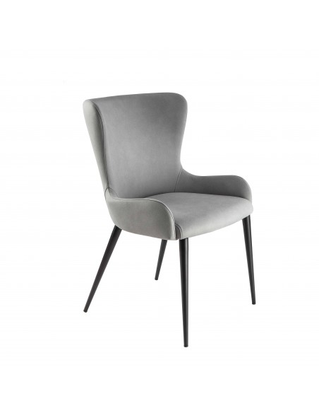 Silla de estilo moderno TELMA de Metal Negro Mate con Asiento y Respaldo Tapizado