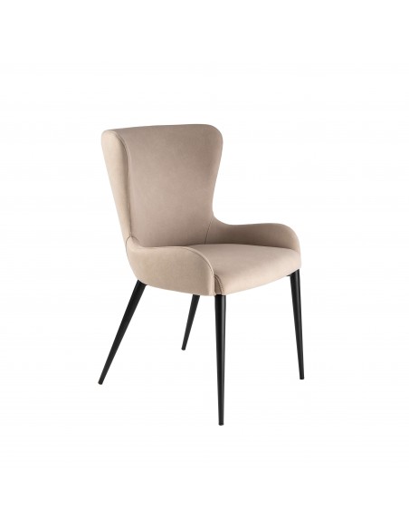 Silla de estilo moderno TELMA de Metal Negro Mate con Asiento y Respaldo Tapizado