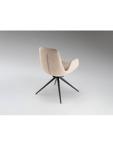 Silla giratoria ZUNA en metal negro y tapizado textil con retorno automático