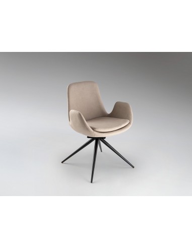 Silla giratoria ZUNA en metal negro y tapizado...