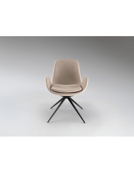 Silla giratoria ZUNA en metal negro y tapizado textil con retorno automático