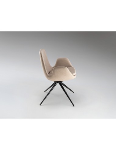 Silla giratoria ZUNA en metal negro y tapizado...