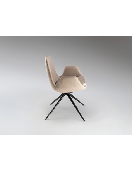 Silla giratoria ZUNA en metal negro y tapizado textil con retorno automático