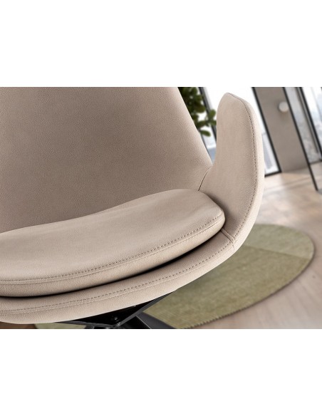 Silla giratoria ZUNA en metal negro y tapizado textil con retorno automático