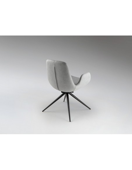 Silla giratoria ZUNA en metal negro y tapizado textil con retorno automático