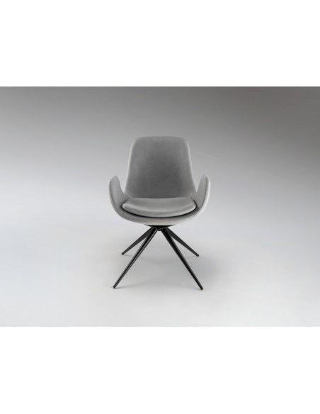Silla giratoria ZUNA en metal negro y tapizado textil con retorno automático