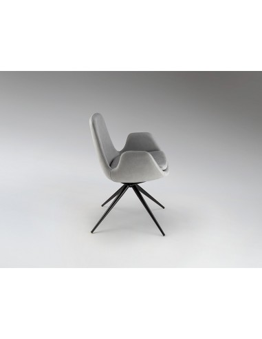 Silla giratoria ZUNA en metal negro y tapizado...