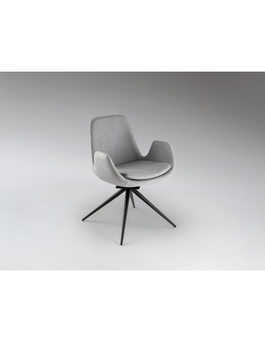 Silla giratoria ZUNA en metal negro y tapizado...