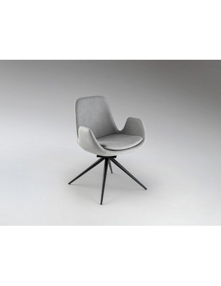 Silla giratoria ZUNA en metal negro y tapizado textil con retorno automático