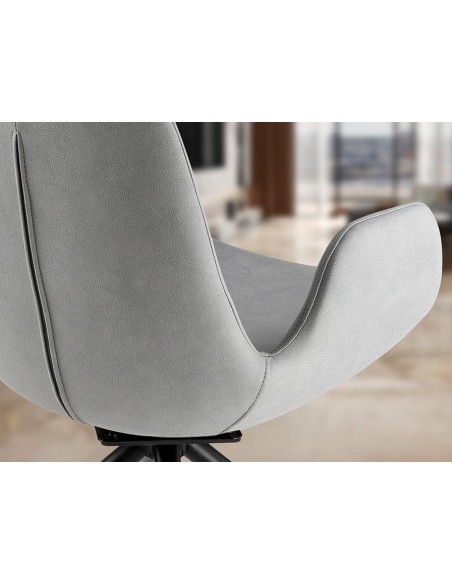 Silla giratoria ZUNA en metal negro y tapizado textil con retorno automático
