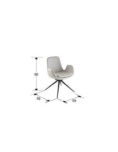 Silla giratoria ZUNA en metal negro y tapizado...