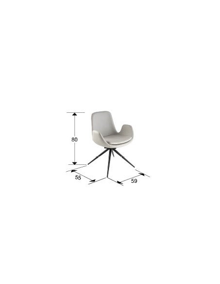 Silla giratoria ZUNA en metal negro y tapizado textil con retorno automático