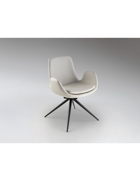 Silla giratoria ZUNA en metal negro y tapizado textil con retorno automático