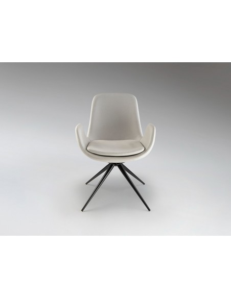 Silla giratoria ZUNA en metal negro y tapizado textil con retorno automático