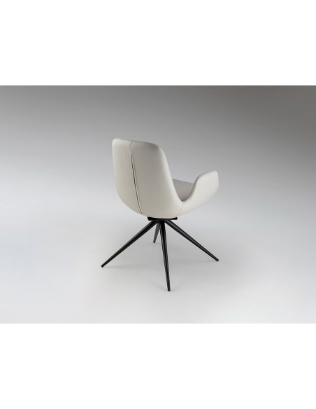 Silla giratoria ZUNA en metal negro y tapizado textil con retorno automático