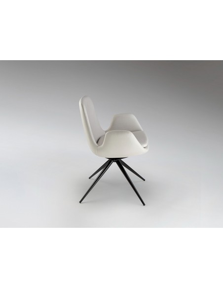 Silla giratoria ZUNA en metal negro y tapizado textil con retorno automático