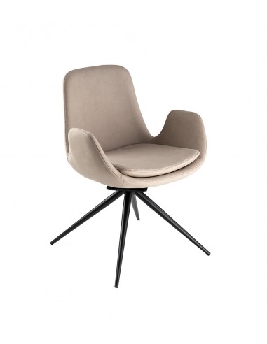 Silla giratoria ZUNA en metal negro y tapizado...