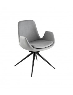 Silla giratoria ZUNA en metal negro y tapizado textil con...