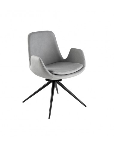 Silla giratoria ZUNA en metal negro y tapizado...