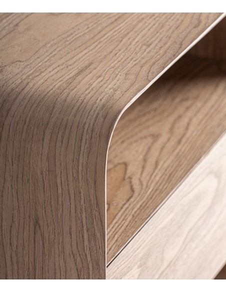 Mesita de noche LIRA de diseño orgánico en madera clara y estilo flotante