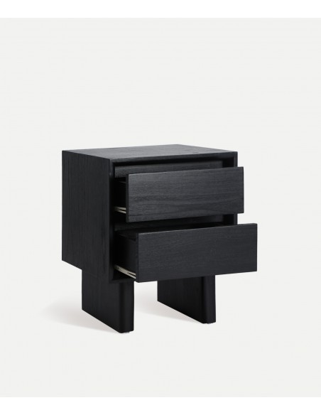 Mesita de noche DEMMIN de diseño contemporáneo en madera negra