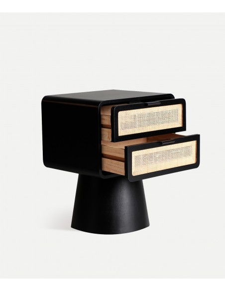 Mesinha BEILEN com rattan e design contemporâneo