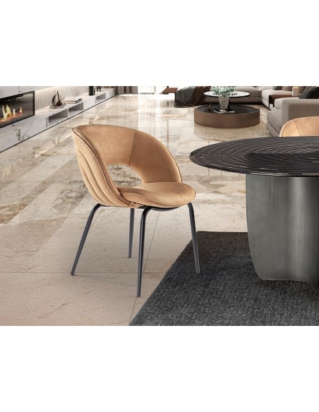 Silla de estilo moderno NIM en Símil Ante con Patas Metálicas Negras