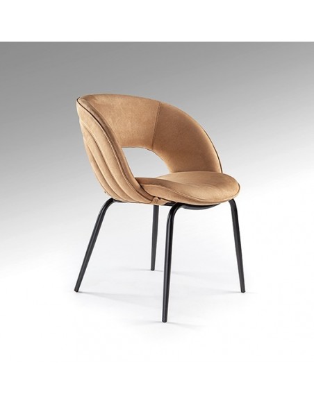 Silla de estilo moderno NIM en Símil Ante con Patas Metálicas Negras