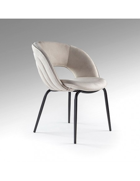 Silla de estilo moderno NIM en Símil Ante con Patas Metálicas Negras