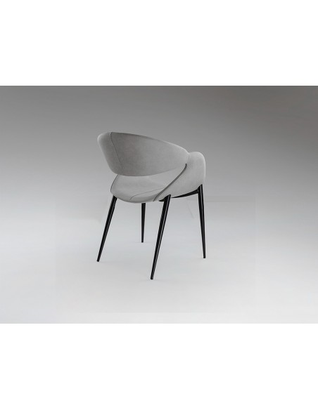 Cadeira GIRO de estilo moderno, estofada em tecido com pés de metal preto