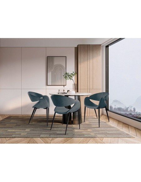 Silla de estilo moderno GIRO Tapizado Textil con Patas Metálicas Negras