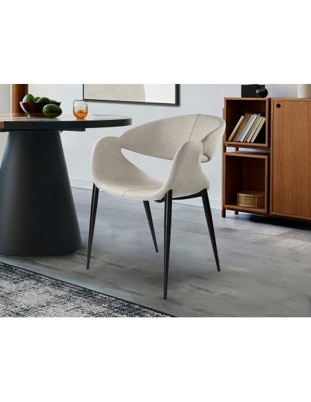 Silla de estilo moderno GIRO Tapizado Textil con Patas Metálicas Negras
