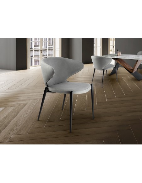 Silla de estilo moderno ALIZE de Estilo Moderno en Metal Negro y Tapizado Textil