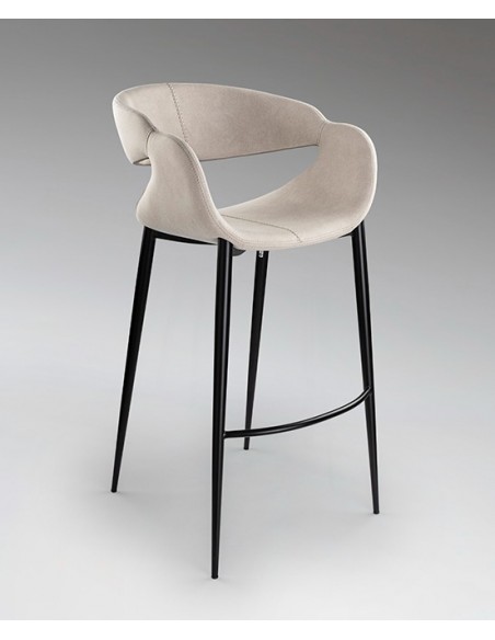 Taburete de estilo moderno GIRO 64 cm Tapizado Textil con Patas Metálicas Negras