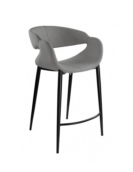 Banqueta GIRO de estilo moderno, 64 cm, estofada em tecido com pés de metal preto